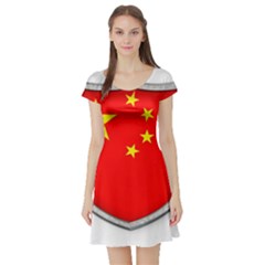 Flag China Country Nation Asia Short Sleeve Skater Dress by Sapixe