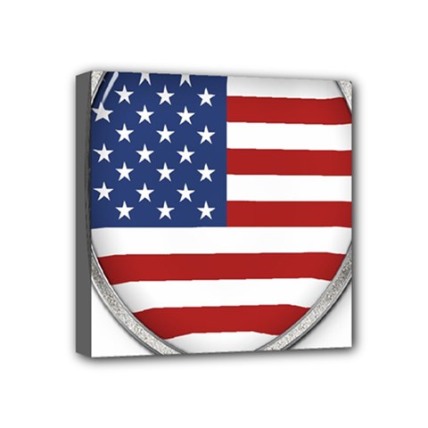 Flag Usa America American National Mini Canvas 4  X 4  (stretched)