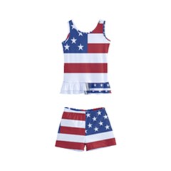 Flag Usa America American National Kids  Boyleg Swimsuit