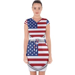 Flag Usa America American National Capsleeve Drawstring Dress 