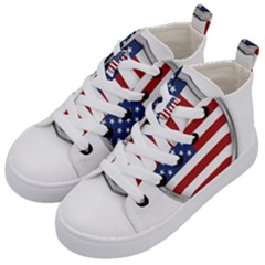 Flag Usa America American National Kids  Mid-top Canvas Sneakers