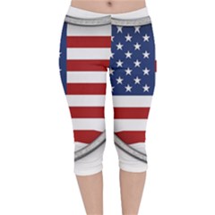 Flag Usa America American National Velvet Capri Leggings 
