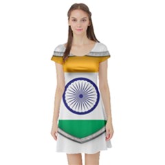 Flag India Nation Country Banner Short Sleeve Skater Dress by Sapixe