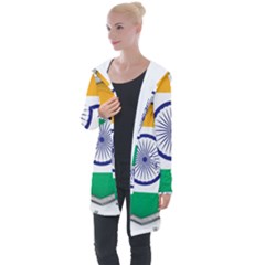 Flag India Nation Country Banner Longline Hooded Cardigan