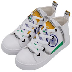 Flag India Nation Country Banner Kids  Mid-top Canvas Sneakers by Sapixe