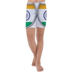 Flag India Nation Country Banner Kids  Lightweight Velour Capri Yoga Leggings by Sapixe