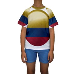 Colombia Flag Country National Kids  Short Sleeve Swimwear