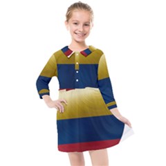 Colombia Flag Country National Kids  Quarter Sleeve Shirt Dress by Sapixe