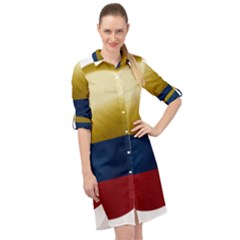 Colombia Flag Country National Long Sleeve Mini Shirt Dress by Sapixe