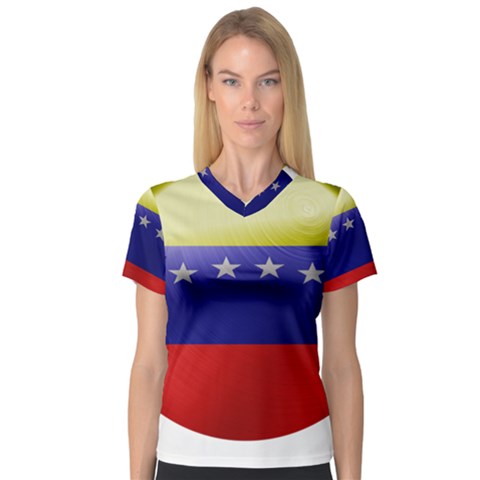 Venezuela Flag Country Nation V-neck Sport Mesh Tee by Sapixe