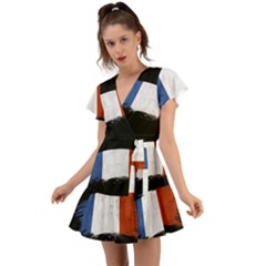 Flag France Flags French Country Flutter Sleeve Wrap Dress