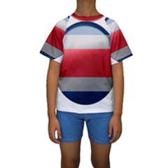 Costa Rica Flag Country Symbol Kids  Short Sleeve Swimwear