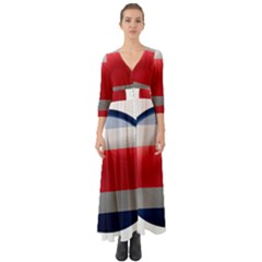 Costa Rica Flag Country Symbol Button Up Boho Maxi Dress