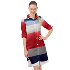 Costa Rica Flag Country Symbol Long Sleeve Mini Shirt Dress by Sapixe