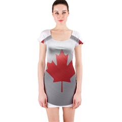 Canada Flag Country Symbol Nation Short Sleeve Bodycon Dress
