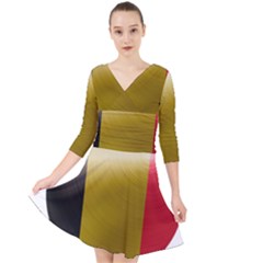 Belgium Flag Country Europe Quarter Sleeve Front Wrap Dress by Sapixe