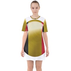 Belgium Flag Country Europe Sixties Short Sleeve Mini Dress by Sapixe
