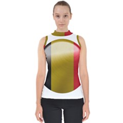 Belgium Flag Country Europe Mock Neck Shell Top by Sapixe