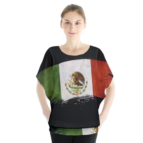 Flag Mexico Country National Batwing Chiffon Blouse by Sapixe