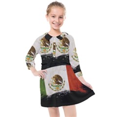 Flag Mexico Country National Kids  Quarter Sleeve Shirt Dress by Sapixe