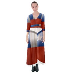 Chile Flag Country Chilean Button Up Maxi Dress by Sapixe