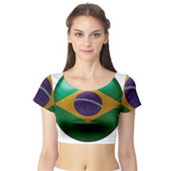 Brazil Flag Country Symbol Short Sleeve Crop Top by Sapixe