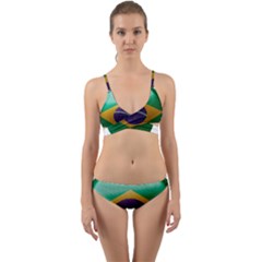 Brazil Flag Country Symbol Wrap Around Bikini Set