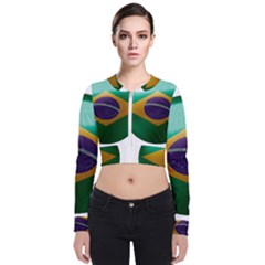 Brazil Flag Country Symbol Long Sleeve Zip Up Bomber Jacket by Sapixe