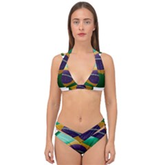 Brazil Flag Country Symbol Double Strap Halter Bikini Set by Sapixe