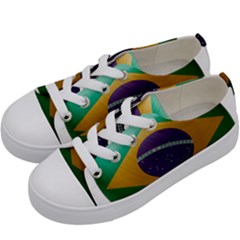 Brazil Flag Country Symbol Kids  Low Top Canvas Sneakers