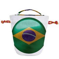 Brazil Flag Country Symbol Drawstring Bucket Bag by Sapixe