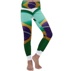 Brazil Flag Country Symbol Kids  Lightweight Velour Classic Yoga Leggings by Sapixe