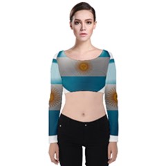 Argentina Flag Country Nation Velvet Long Sleeve Crop Top by Sapixe