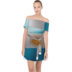 Argentina Flag Country Nation Off Shoulder Chiffon Dress