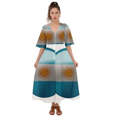 Argentina Flag Country Nation Kimono Sleeve Boho Dress