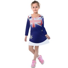 Australia Flag Country National Kids  Long Sleeve Velvet Dress by Sapixe