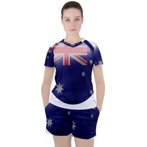 Australia Flag Country National Women s Tee And Shorts Set by Sapixe
