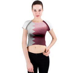 Qatar Flag Country Nation National Crew Neck Crop Top by Sapixe