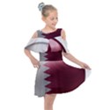 Qatar Flag Country Nation National Kids  Shoulder Cutout Chiffon Dress View1