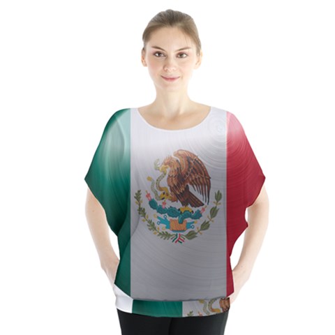 Mexico Flag Country National Batwing Chiffon Blouse by Sapixe
