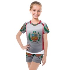 Peru Flag Country Symbol Nation Kids  Mesh Tee And Shorts Set