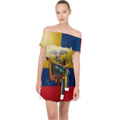 Ecuador Flag Ecuadorian Country Off Shoulder Chiffon Dress