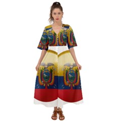 Ecuador Flag Ecuadorian Country Kimono Sleeve Boho Dress by Sapixe