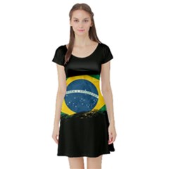 Flag Brazil Country Symbol Short Sleeve Skater Dress