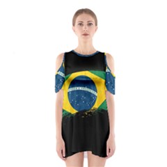 Flag Brazil Country Symbol Shoulder Cutout One Piece Dress by Sapixe