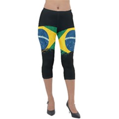 Flag Brazil Country Symbol Lightweight Velour Capri Leggings 