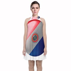 Paraguay Flag Country Nation Velvet Halter Neckline Dress 