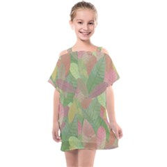 Watercolor Leaves Pattern Kids  One Piece Chiffon Dress by Valentinaart