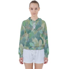 Watercolor Leaves Pattern Women s Tie Up Sweat by Valentinaart