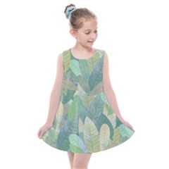 Watercolor Leaves Pattern Kids  Summer Dress by Valentinaart